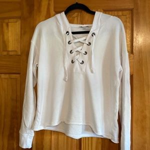 AE White Cropped Hoodie Size Medium